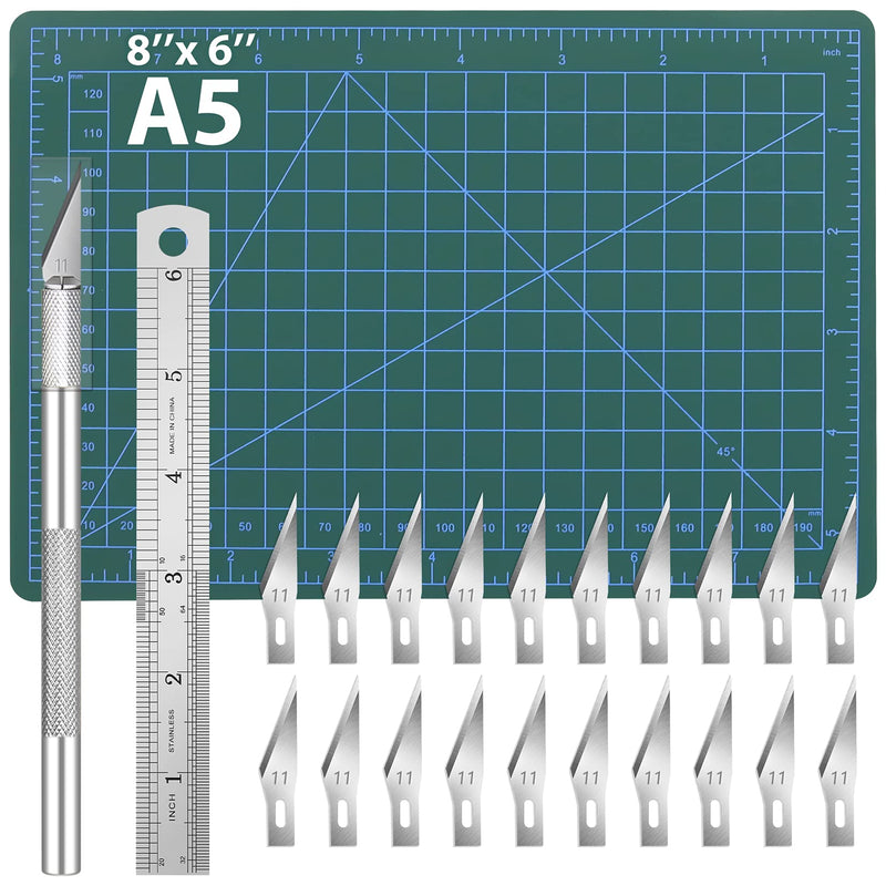 DIYSELF 23 Pack Craft Knife Precision Carving Hobby Knife Kit, 20 Spare Art Knife Blades for Art, Scrapbooking, Stencil Green