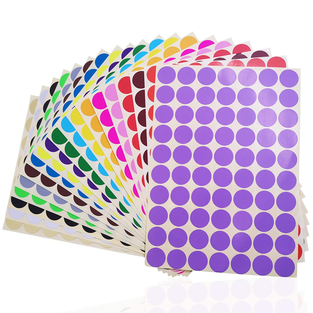 2800 pcs 3/4" Round Coding Circle Dot Labels, SourceTon 20 Colors Neon Color Coding Dots Round Stickers