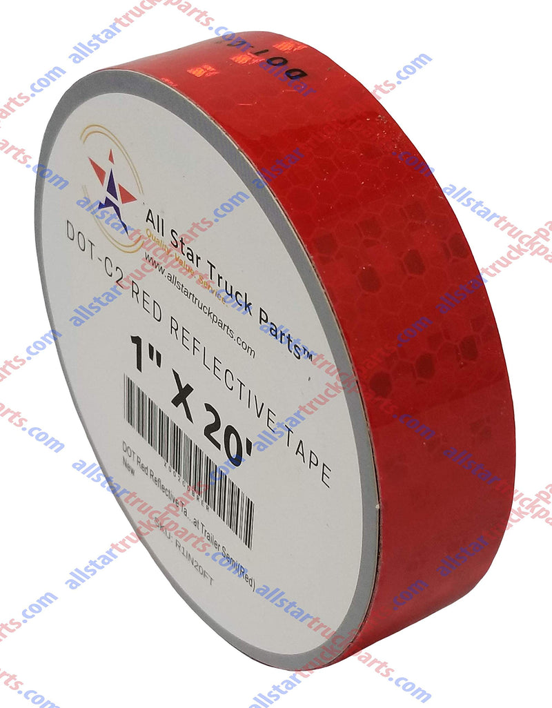 Red Reflective Tape DOT-C2 Conspiciuity Tape - COMMERCIAL ROLL - Automobile Car Truck Boat Trailer Semi (Red) (1 IN x 20 FT) 1 IN x 20 FT