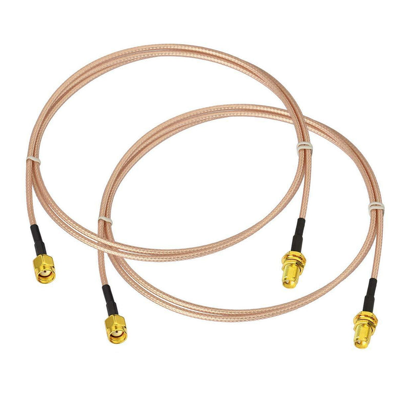 Bingfu WiFi Antenna Extension Cable (2-Pack) RP-SMA Male to RP-SMA Female Bulkhead Mount RG316 Cale 1m 3 feet for WiFi Router Security IP Camera Wireless Mini PCI Express PCIE Network Card Adapter 39 inch / 1m
