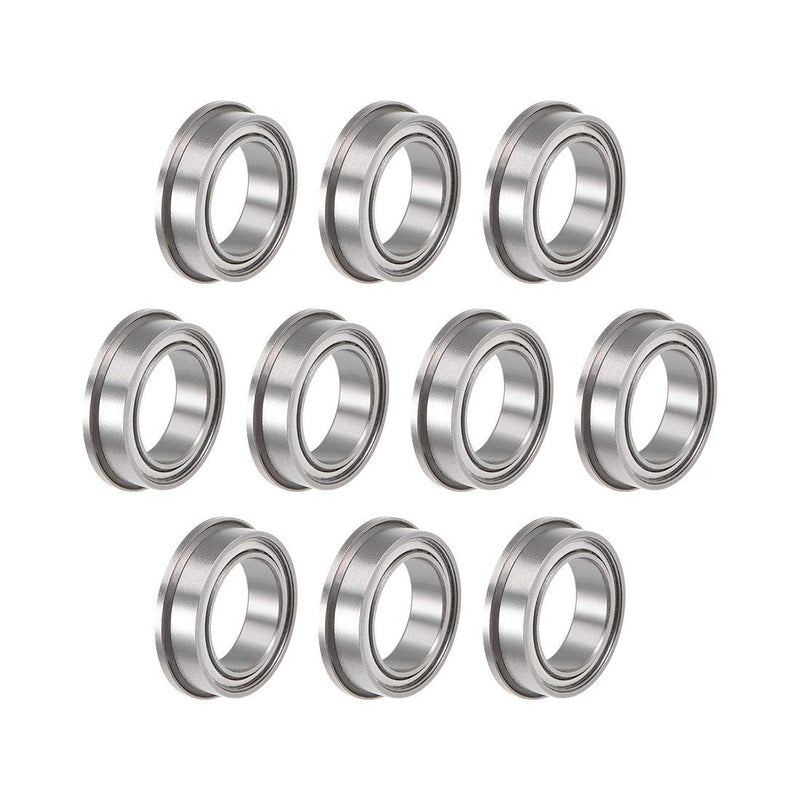 uxcell F6700ZZ Flanged Ball Bearing 10mmx15mmx4mm Double Shielded Chrome Steel Deep Groove Bearings 10pcs