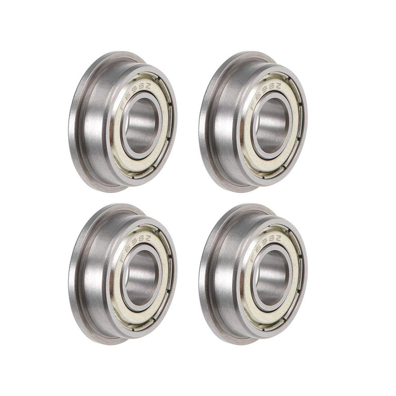 uxcell F698ZZ Flanged Ball Bearing 8x19x6mm Shielded Chrome Steel Bearings 4pcs