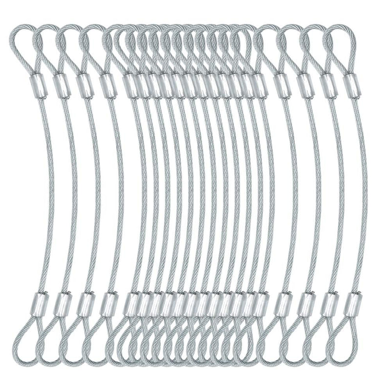 Bytiyar 15 pcs 8 inch(20cm) 3mm Thickness Stainless Steel Wire Cable with Loops Vinyl Cover Coated Short Rope Lanyard Lock Safety Tether Chains,Clear 8in/20cm Clear_15Pcs