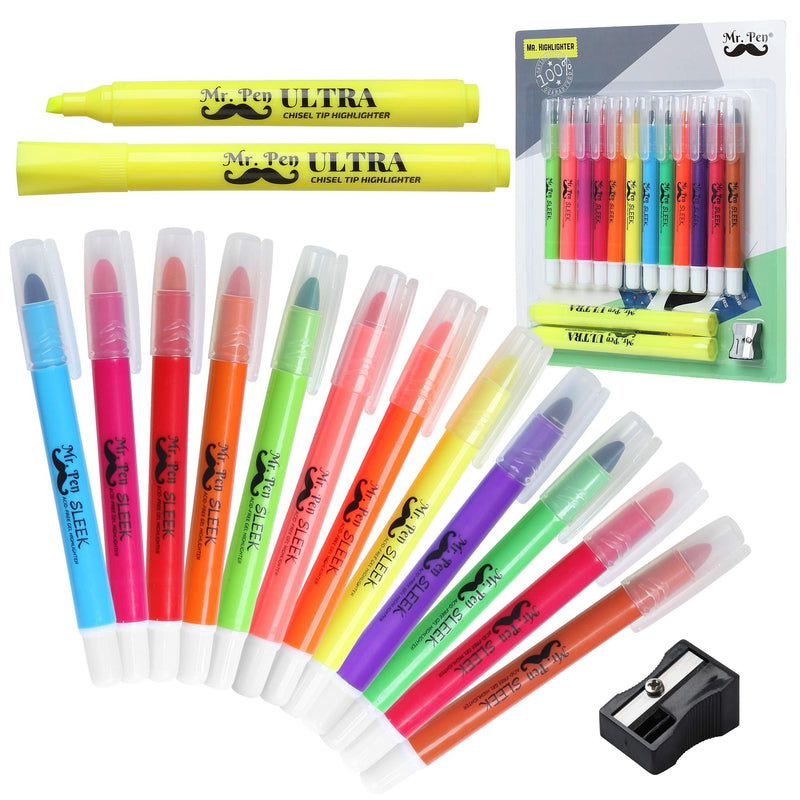 Mr. Pen- Highlighters, Gel Highlighter, Pack of 12, No Bleed Highlighter, Bible Highlighters, Sharpener, Highlighter Assorted Colors, Bible Study Highlighter, Bible Journaling Supplies, Bible Markers