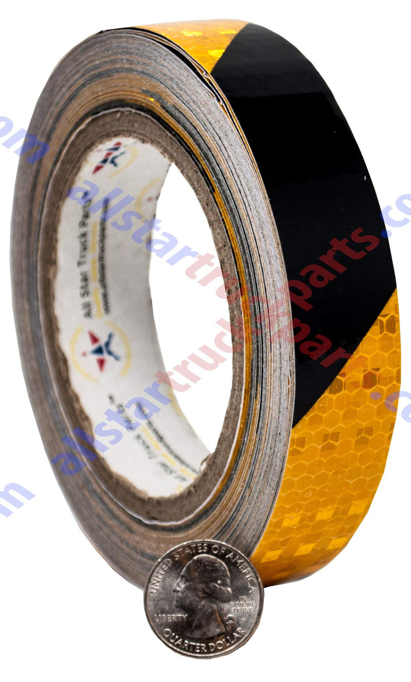 Waterproof Reflective Safety Tape Roll 1"/2" Yellow Black Striped Floor Marking Tape Hazard Caution Warning Tape Auto Truck Self-Adhesive Safety Sticker Strips for Wall Factory Trailer (1 IN x 20 FT) 1 IN x 20 FT