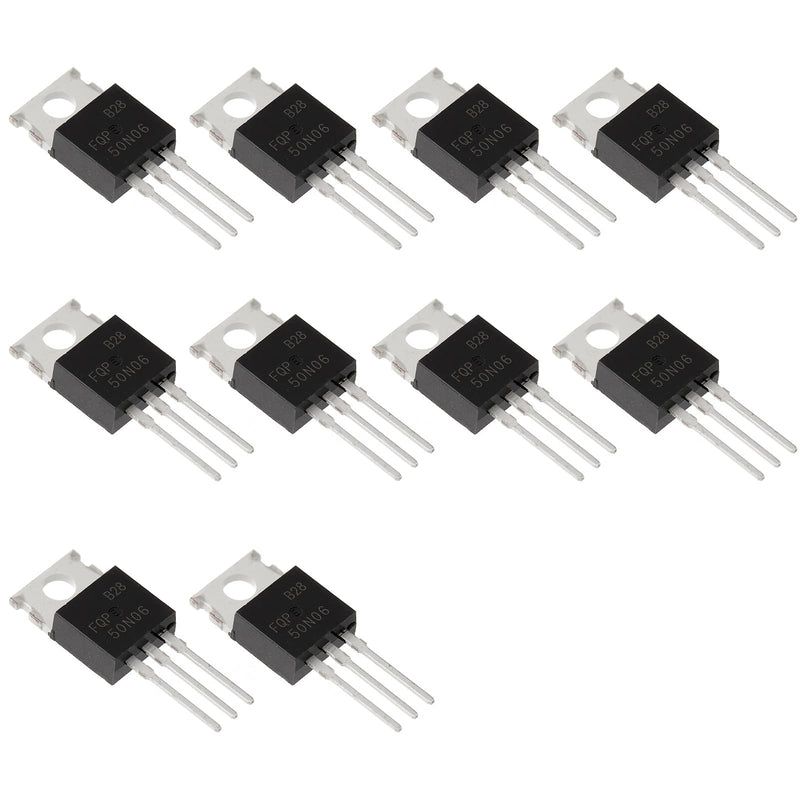 Bridgold 10pcs FQP50N06 FQP50 50N06 N-Channel Mosfet Transistor 52 A 60 V,3-Pin TO-220AB