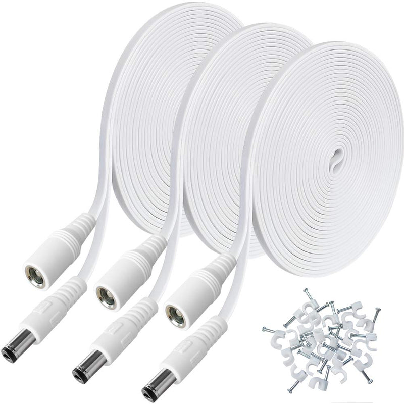 SIOCEN【3-Pack】20ft Dc 12v Power Extension Cable,5.5mm x 2.1mm 12v Extension Cord Security Camera Power Cable Male to Female for CCTV IP Indoor Camera Dvr Standalone LED Strip,Supply Adapter White