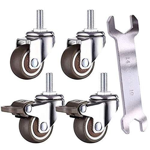 1 Inch Small Wheel Trolley Swivel Caster Wheels M6x 15mm Locking Casters Set of 4(2 with Brakes) for Shopping Carts,33 Lbs Per Stem Caster