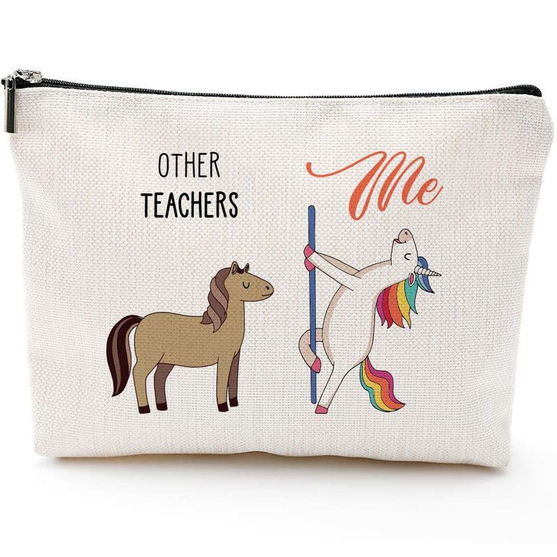 Teacher Gifts for Women,Fun Teacher Gifts,Teacher Gifts For Women,Graduation Gifts for Teachers, Students Gifts from Teacher,Makeup Bag, Make Up Pouch, Teacher Birthday Gift for Her (Makeup bag- Teacher Unicorn)