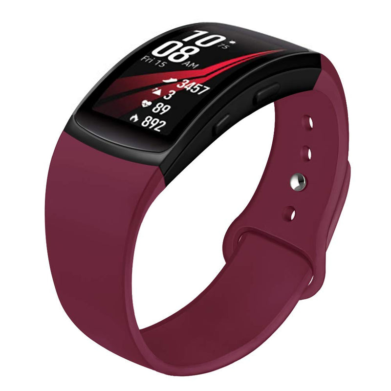 Compatible with Gear Fit 2 Band/Gear Fit 2 Pro Bands, NAHAI Soft Silicone Replacement Bands Wristband for Samsung Gear Fit 2 and Fit 2 Pro Smartwatch, Small, Wine Red S: 5.5''-7.1''