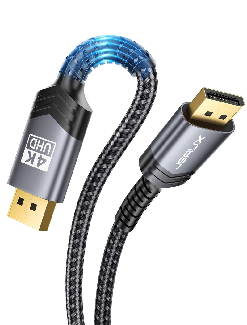DisplayPort to DisplayPort Cable 10ft/3M, JSAUX 1.2 DP Cable [4K@60Hz, 2K@165Hz, 2K@144Hz] Gold-Plated Braided Ultra High Speed DisplayPort Cord for Laptop PC TV etc- Gaming Monitor DP Cable-Grey 3M Grey