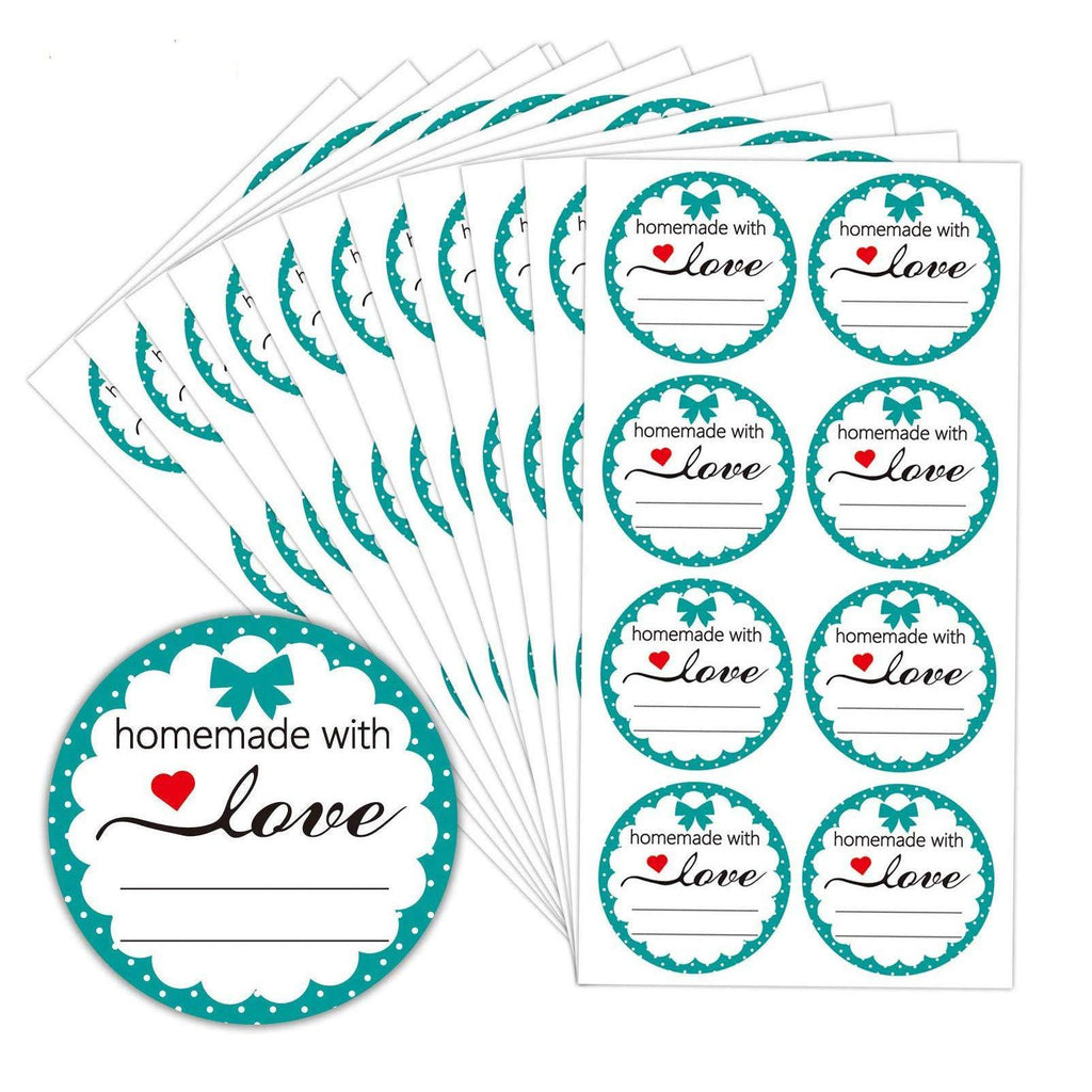 2 Inch Round Homemade with Love Sticker with Lines for Writing-500 Labels per Pack-Homemade with Love Canning Labels for Jars