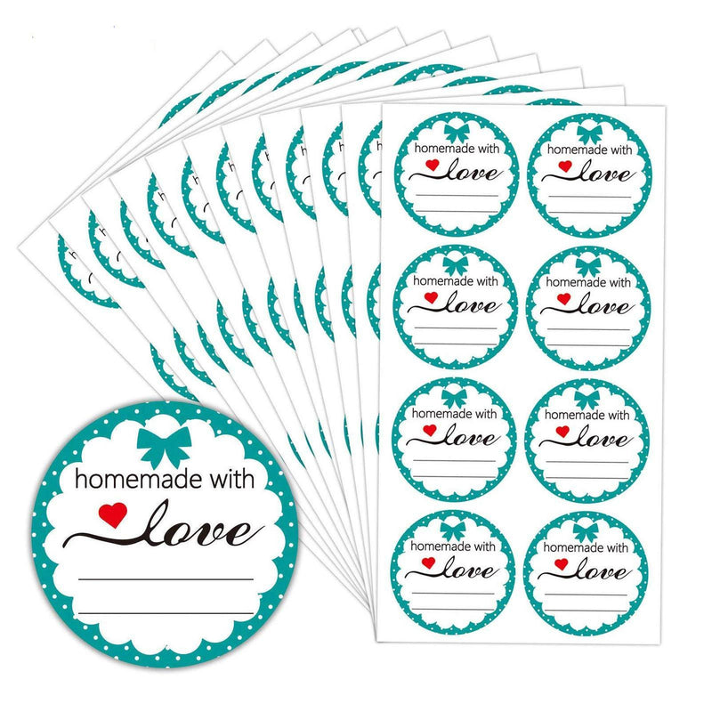 2 Inch Round Homemade with Love Sticker with Lines for Writing-500 Labels per Pack-Homemade with Love Canning Labels for Jars