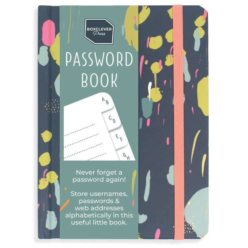 Boxclever Press Password Book with alphabetical tabs. Never forget a password again! Password keeper for all Internet Login details. Password journal for home or office - 6 x 4.5'' Multi