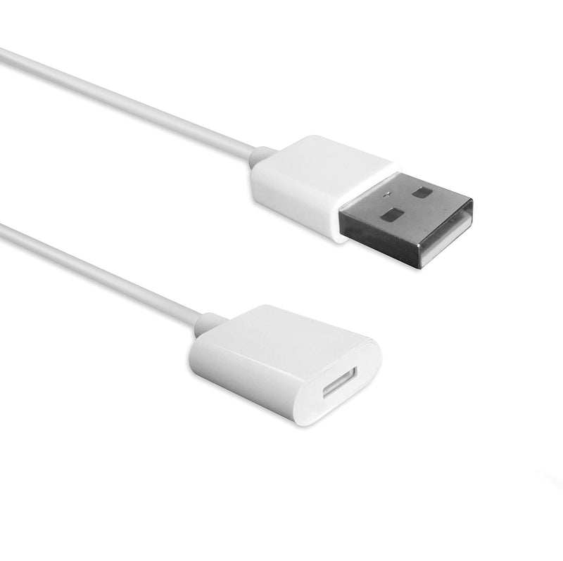 TechMatte Charging Adapter Cable Compatible with Apple Pencil Male to Female Flexible Connector (White-5 Feet)