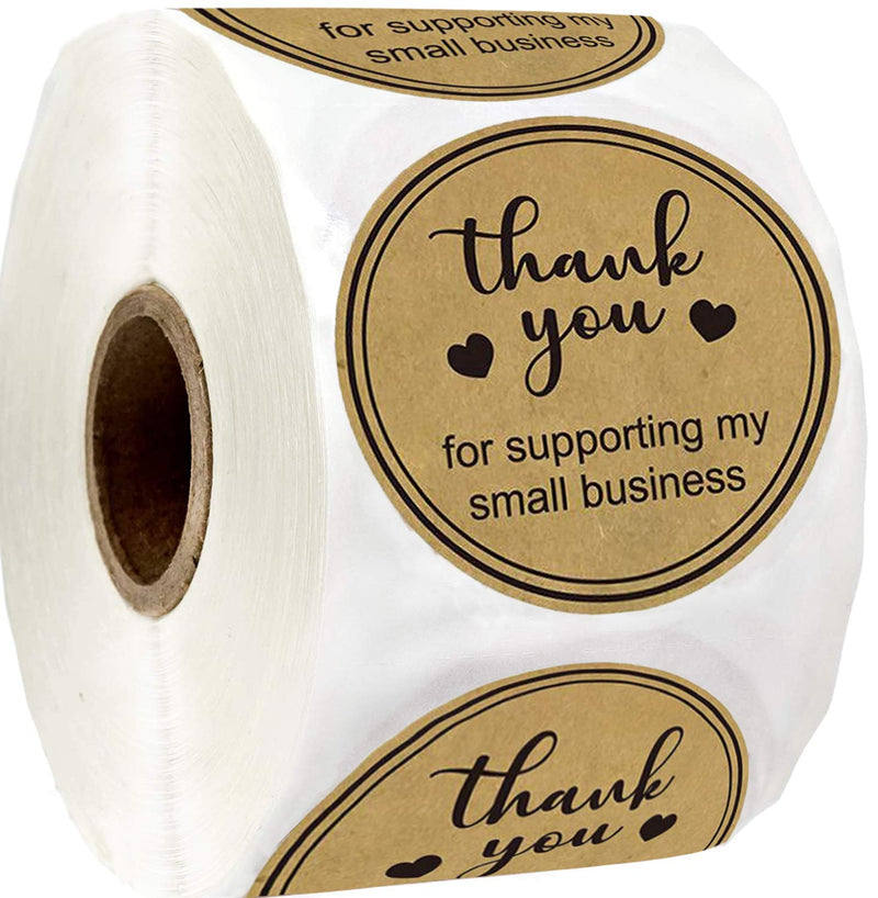 Round Kraft Thank You for Supporting My Small Business Stickers 2 Inch Thank You Labels Small Business - Thank You for Supporting Labels Business Stickers Shipping Labels for Business Owners