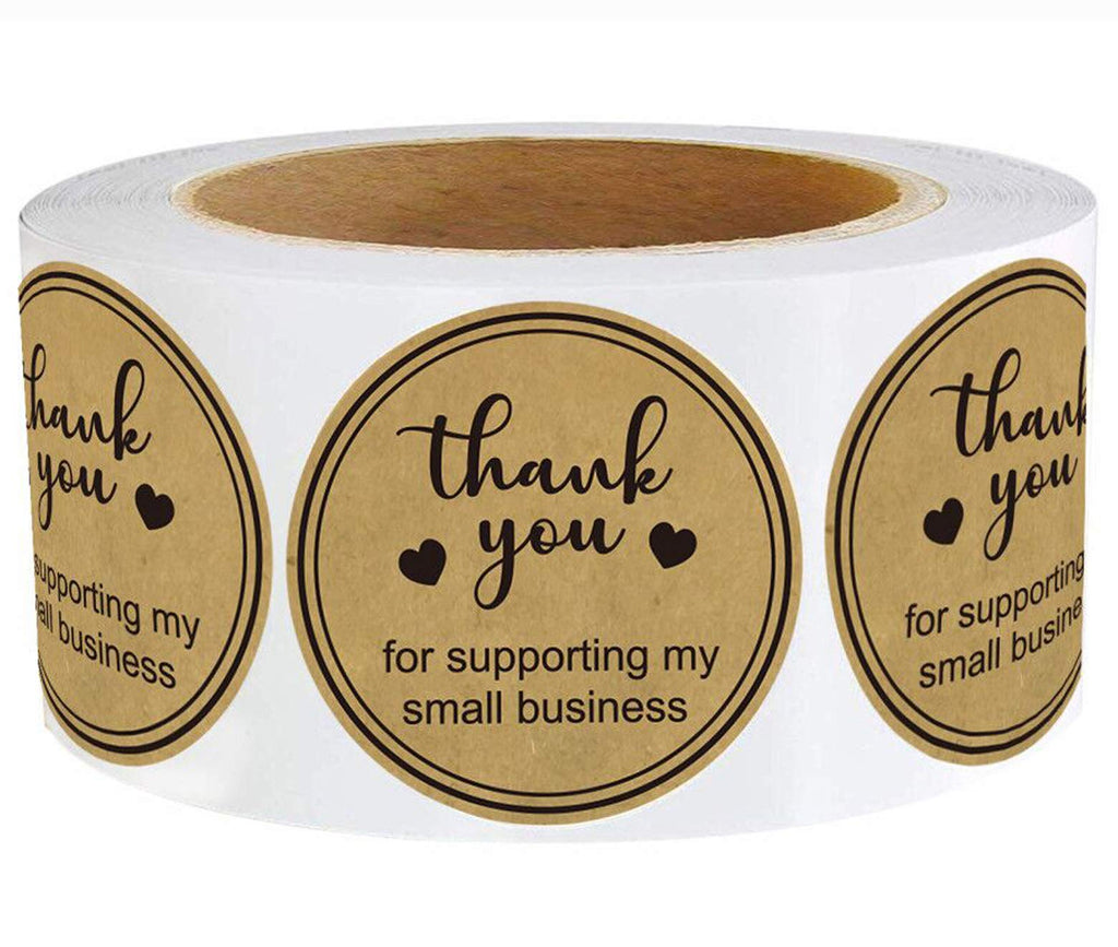 Round Kraft Thank You for Supporting My Small Business Stickers 1.5 Inch Thank You Labels Small Business - Thank You for Supporting Labels Business Stickers Shipping Labels for Business Owners