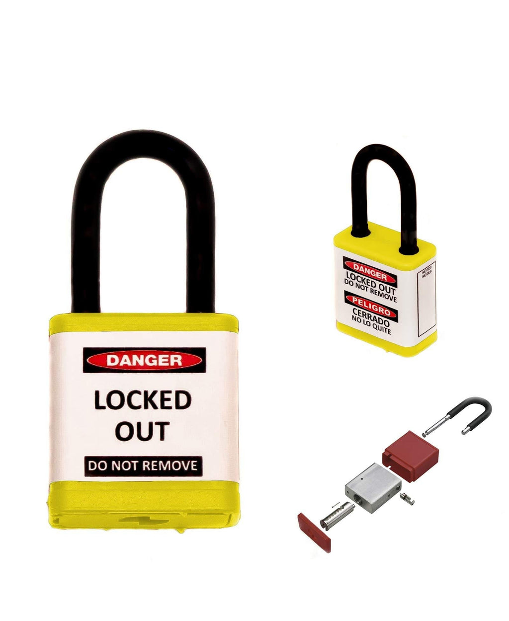 Zing Safety Padlock, Keyed Different, Yellow, 1.5" Shackle