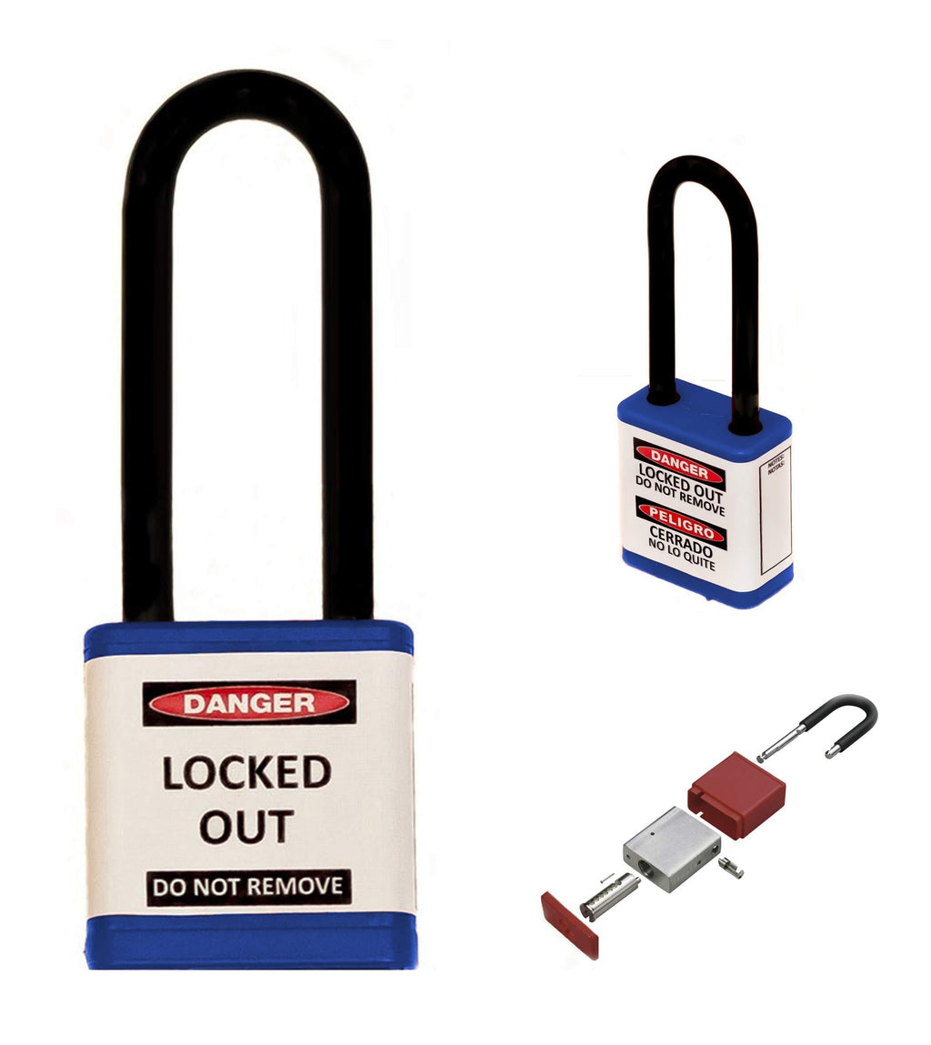 Zing Safety Padlock, Keyed Alike, Blue, 3" Shackle