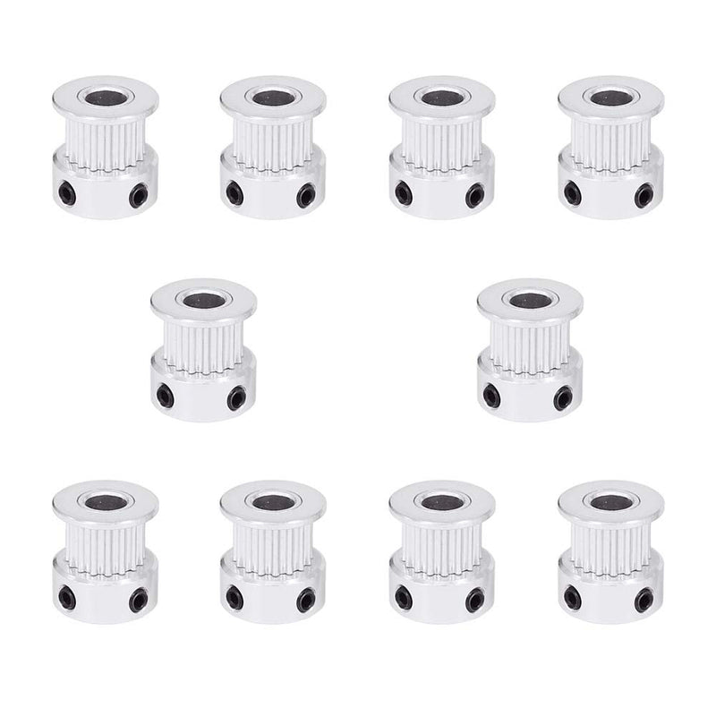 Befenybay 10pcs Silver 2GT Synchronous Wheel 16 Teeth 5mm Bore Width 6mm Belt Aluminum Timing Pulley for 3D Printer (16T-5B-Silver) 16T-5B-Silver