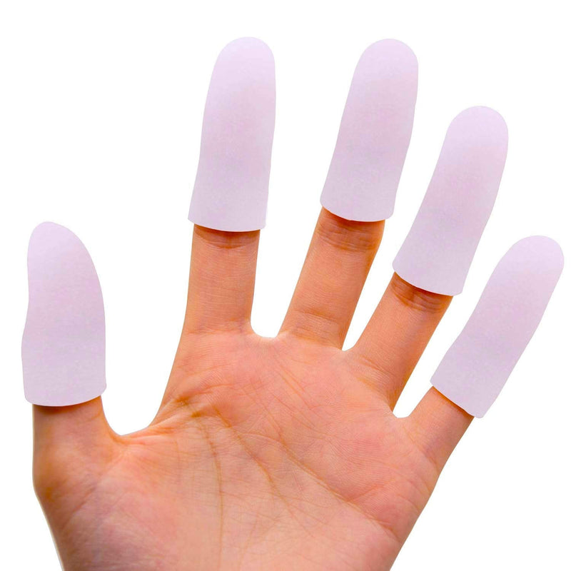 Bukihome 12 PCS Gel Finger Cots, Finger Protectors, Finger Sleeves for Protect Fingertips, Hand Eczema, Finger Cracking and More (White) White