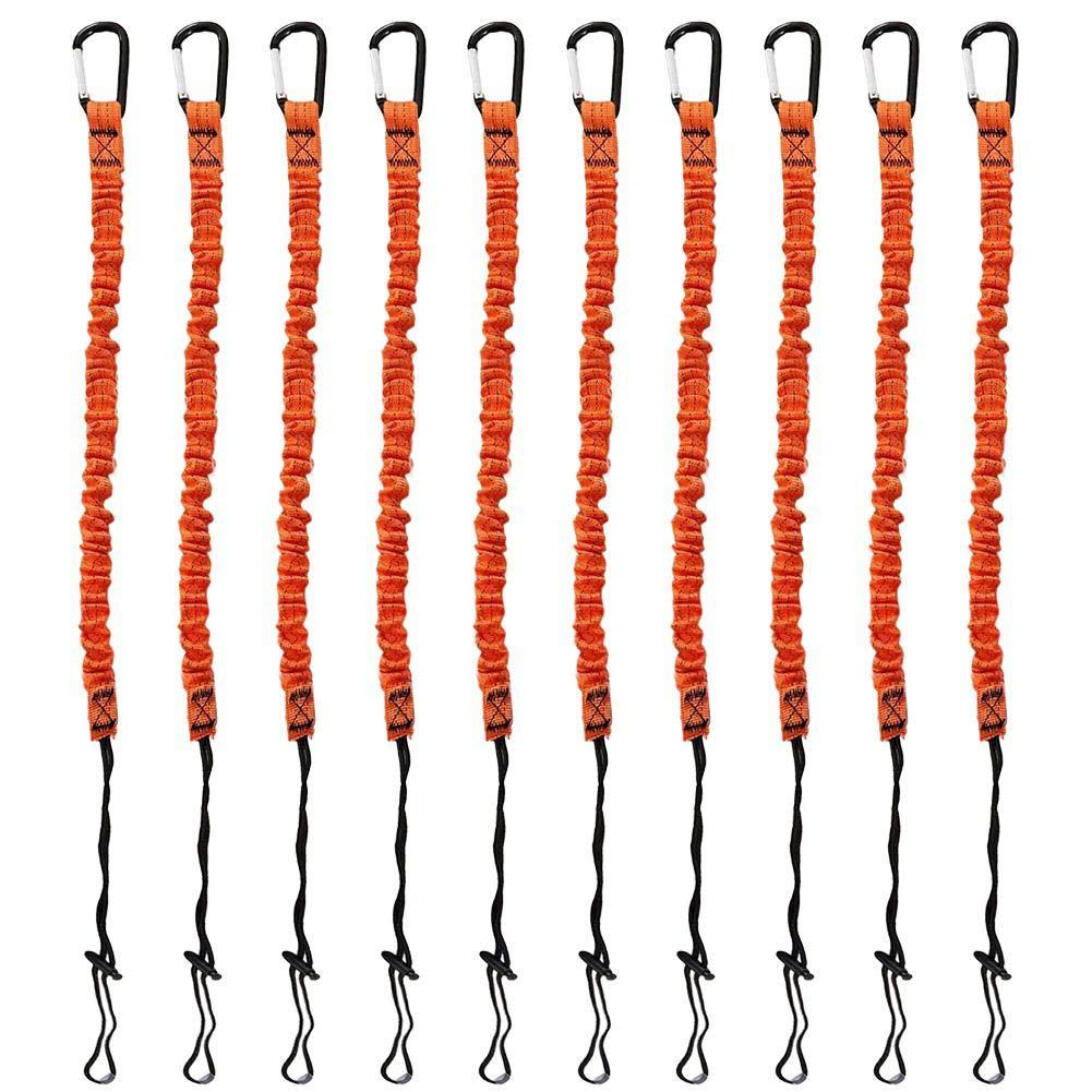 RUNMIND Tool Lanyard, Quick Release Shock Absorbing Safety Tool Leash Retractable Bungee Cord with Carabiner Clip and Adjustable Loop End, Working Limit Fall Protection Equipment,10PCS