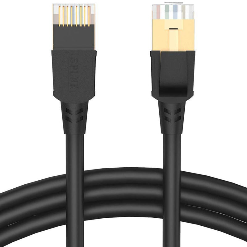 Cat8 Ethernet Cable, Professional Network Patch Cable 40Gbps 2000Mhz S/FTP LAN Wires, High Speed Internet Cable Cord with RJ45 Gold Plated Connector for Modem, Router, PC by ATTMONO 1.65ft / 0.5m A - Round Black