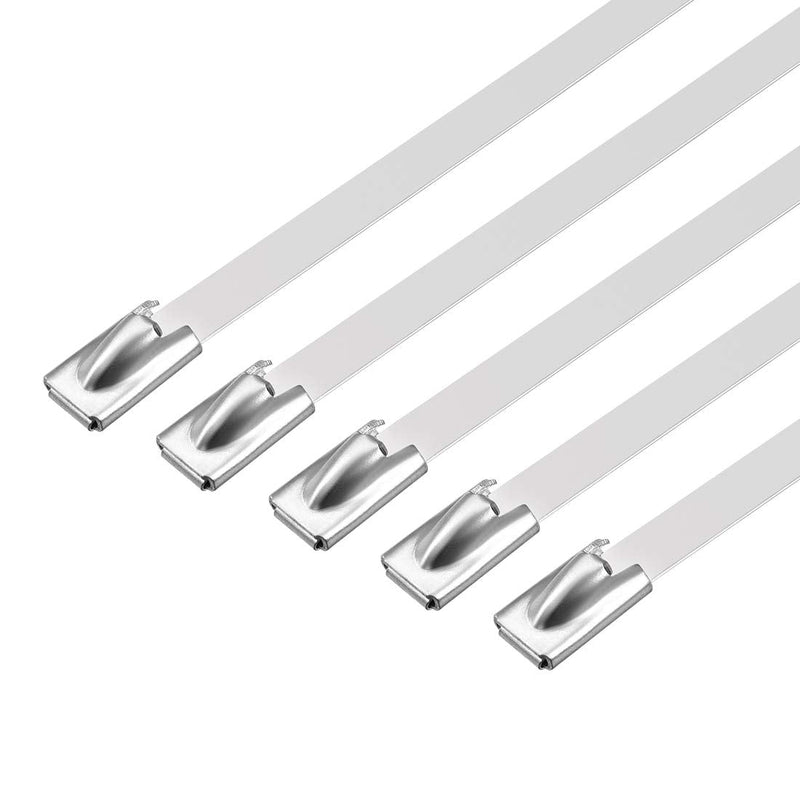 uxcell 33 Inch Stainless Steel Cable Zip Ties 0.18 Inch Width Metal Exhaust Wrap 5pcs