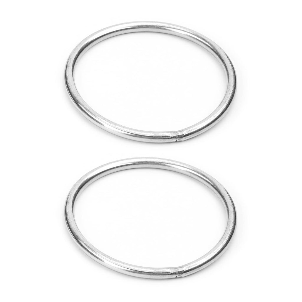 MroMax 2Pcs 201 Stainless Steel O Ring 2.36" OD x 0.16" Thickness Strapping Seamless Welded Round Rings 60mm x 4mm for Hanging Basket Chairs, Plants, Tents and Ship Supplies