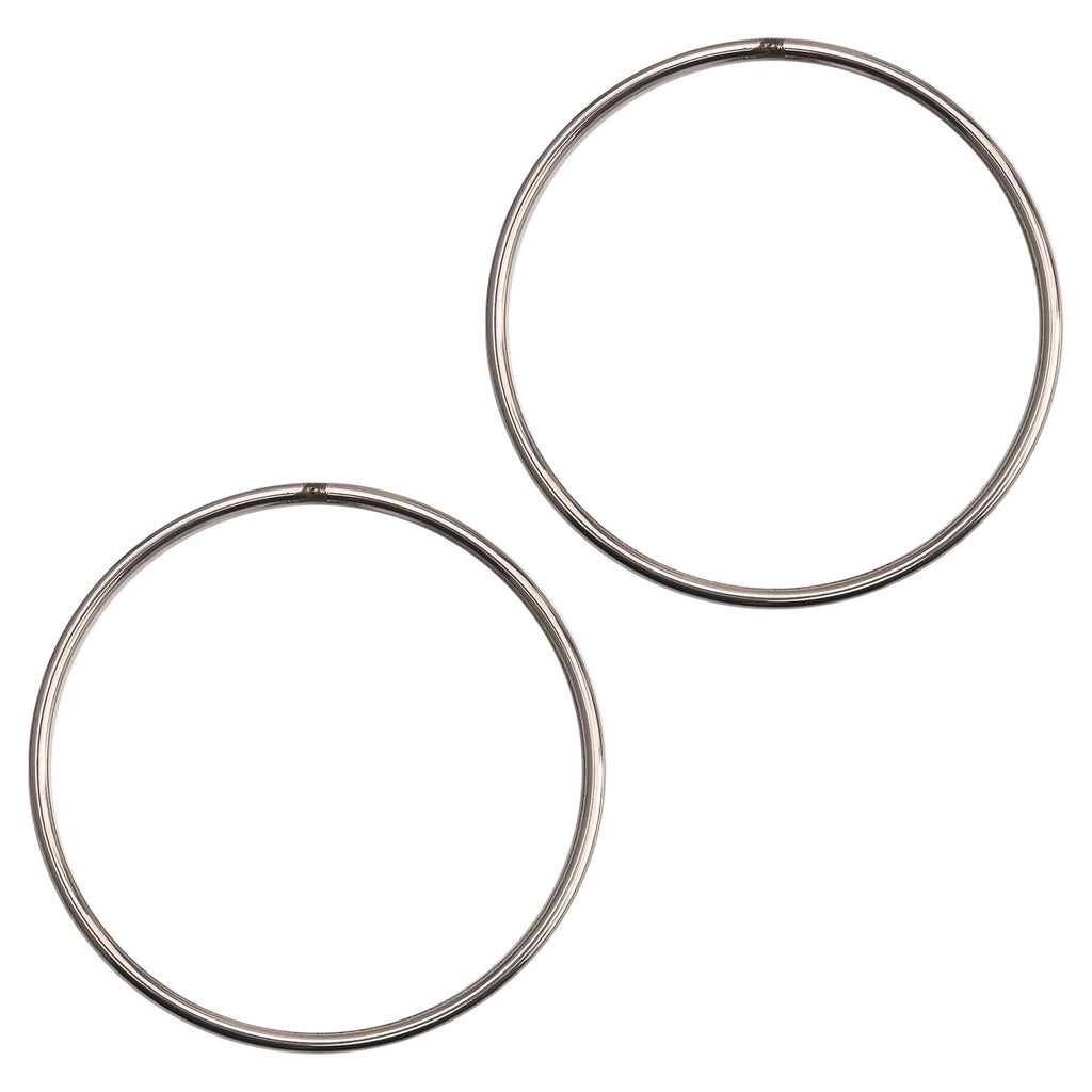 MroMax 2Pcs 201 Stainless Steel O Ring 3.15" OD x 0.12" Thickness Strapping Seamless Welded Round Rings 80mm x 3mm for Hanging Basket Chairs, Plants, Tents and Ship Supplies