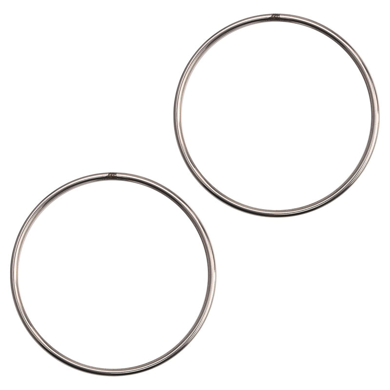 MroMax 2Pcs 201 Stainless Steel O Ring 3.15" OD x 0.12" Thickness Strapping Seamless Welded Round Rings 80mm x 3mm for Hanging Basket Chairs, Plants, Tents and Ship Supplies