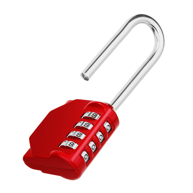 ZHEGE 2.2 Inch Long Shackle Combination Lock, 4 Digit Resettable Weatherproof Padlock for School, Gym & Employee Locker, Outdoor, Fence RedL1