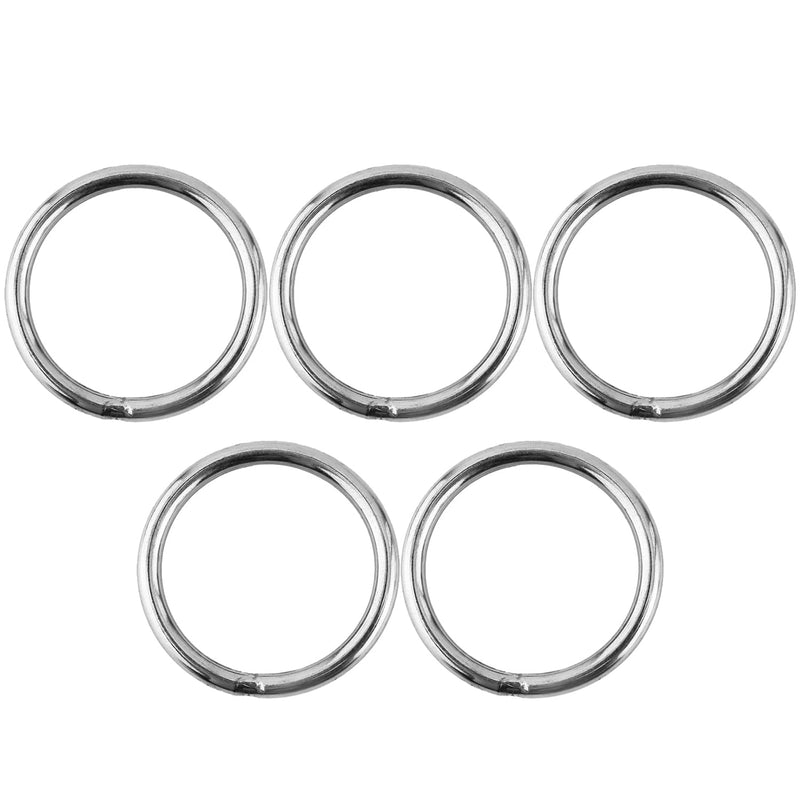 MroMax 10Pcs 201 Stainless Steel O Ring 1.57" OD x 0.16" Thickness Strapping Seamless Welded Round Rings 40mm x 4mm for Hanging Basket Chairs, Plants, Tents and Ship Supplies