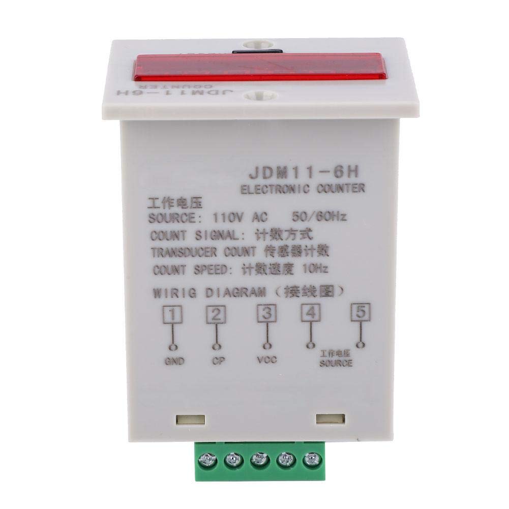 JDM11-6H Electronic Counter 6 Digits LED Digital Display Counter Relay Transducer Count Accumulating Counter (AC110V)