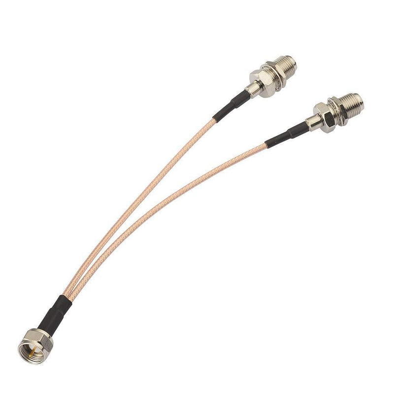 SUPERBAT F-Type Splitter Cable F Male to F Dual Female Coax Splitter Cable V-Type F Type TV Splitter Cable Satellite 50ohm 15cm(6 inches)