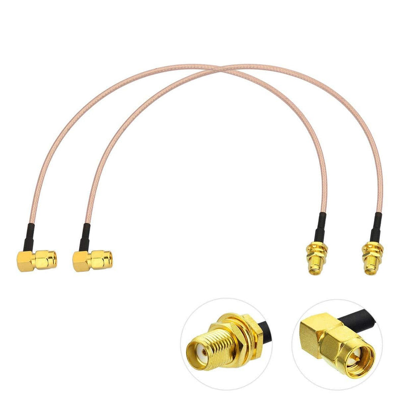 Bingfu SMA Female Bulkhead Mount to SMA Male Right Angle RG316 Antenna Extension Cable 12 inch 30cm 2-Pack Compatible with 4G LTE Router Cellular RTL SDR Receiver 12 inch / 30cm Right Angle