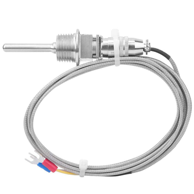 K-Type Temperature Sensor RTD Stainless Steel high Measuring precisionThermocouple Temperature Probe 1/2 NPT Detachable 3-Pin Connector with 2m / 6.6ft Cable