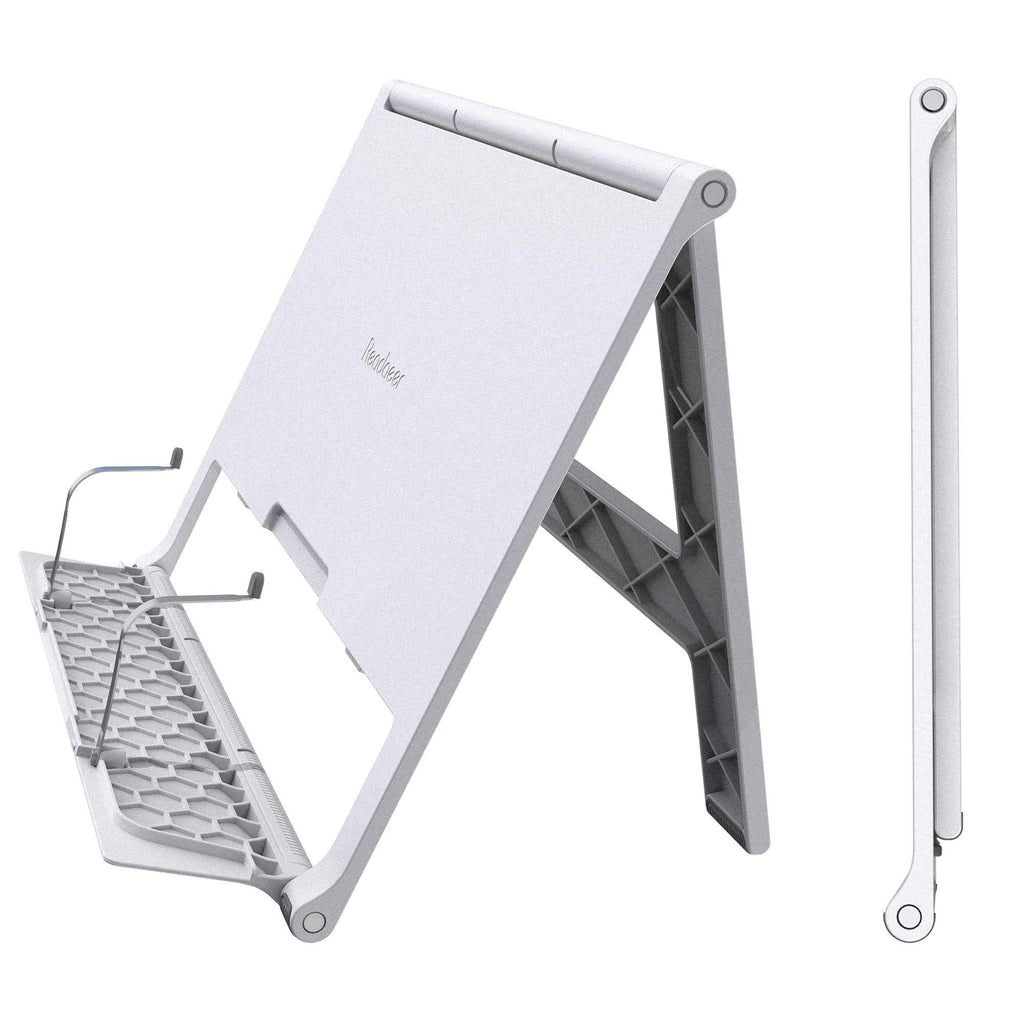 Readaeer Portable Book Stand Free Angle Adjustable Book Holder for Reading Textbook Foldable Lightweight Book Rest (White) White