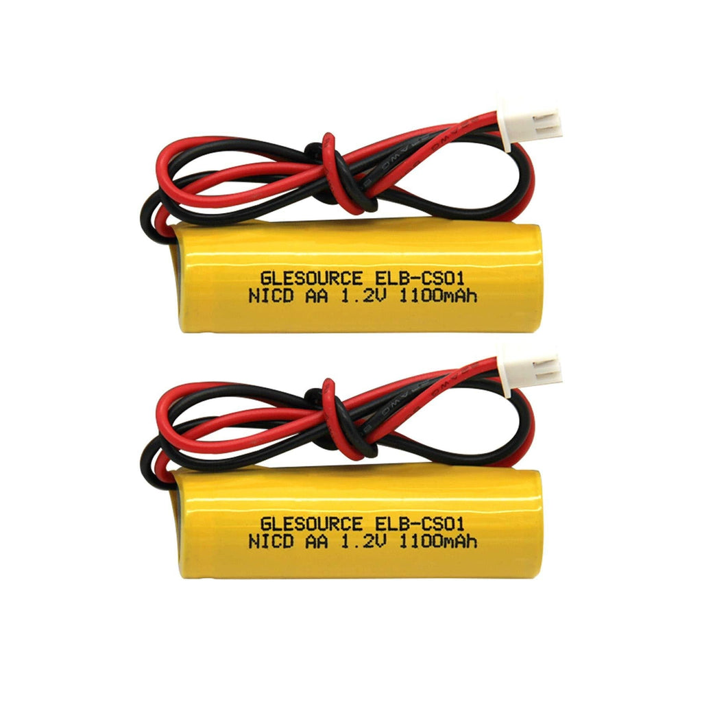 GLESOURCE(2 Pack)1.2V 1100mAh Exit Sign Emergency Light NiCad Battery, Replacement Battery for Unitech AA900mAh OSA268 ELB CS01, Lithonia EXR LED EL M6 White Connector