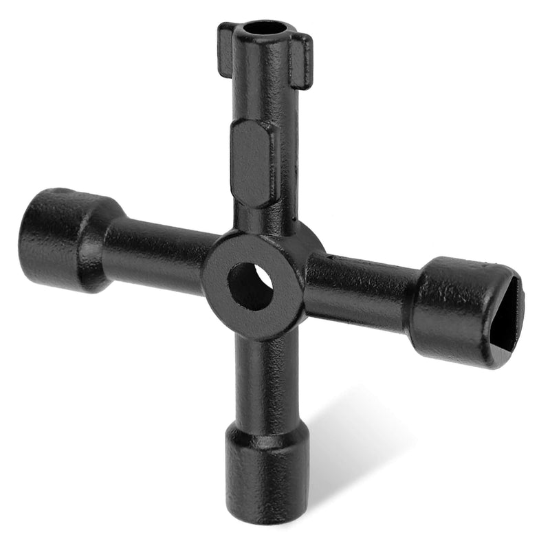 HAUTMEC 4 Way Multi-functional Universal Cross Key Zinc Alloy Plumbers Electricians Valve Tools Black Keys, HT0099-SY Black Key