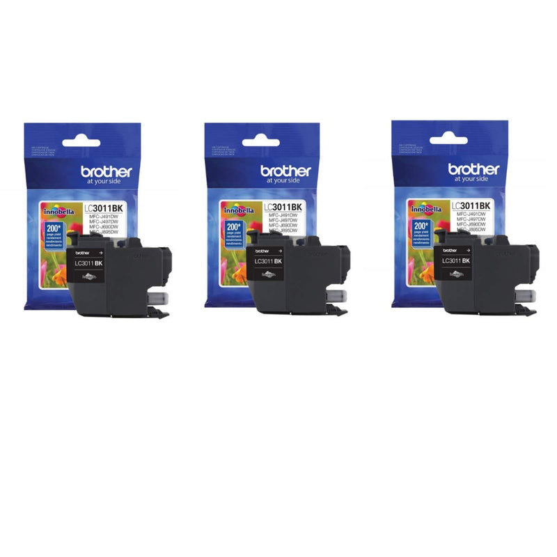 Printer LC3011BK Singe Pack Standard Cartridge Yield Up to 200 Pages LC3011 Ink Black - 3 Pack