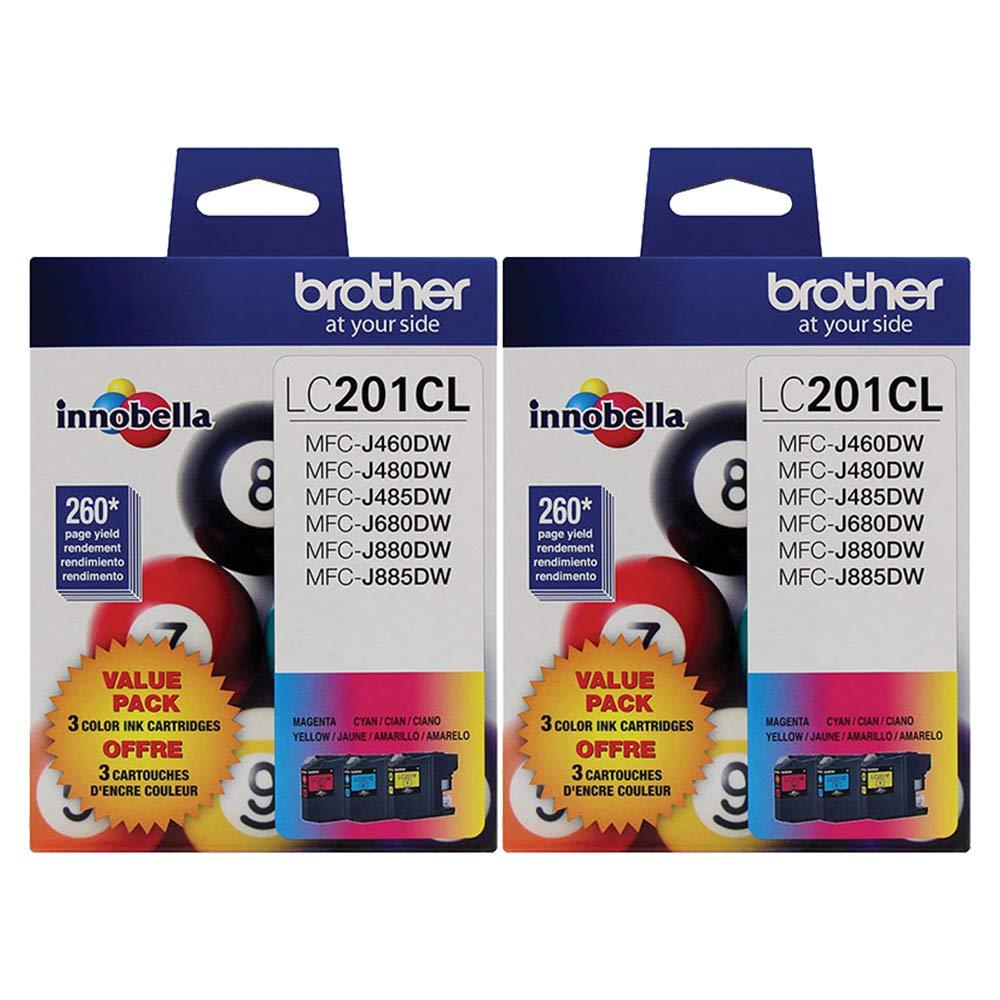 Brother Genuine Standard Yield Color Ink Cartridges, LC2013PKS, Replacement Color Ink Three Pack, Includes 1 Cartridge Each of Cyan, Magenta & Yellow, Page Yield Up to 260 Pages/Cartridge - 2 Pack