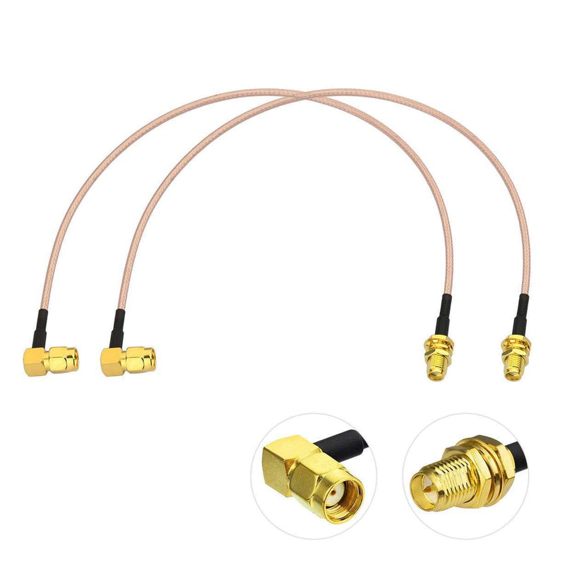 Bingfu WiFi Antenna Extension Cable (2-Pack) RP-SMA Male Right Angle to RP-SMA Female Bulkhead Mount RG316 Cale 30cm 12 inch for WiFi Router Security IP Camera Monitor Mini PCIE Card 12 inch / 30cm Right Angle