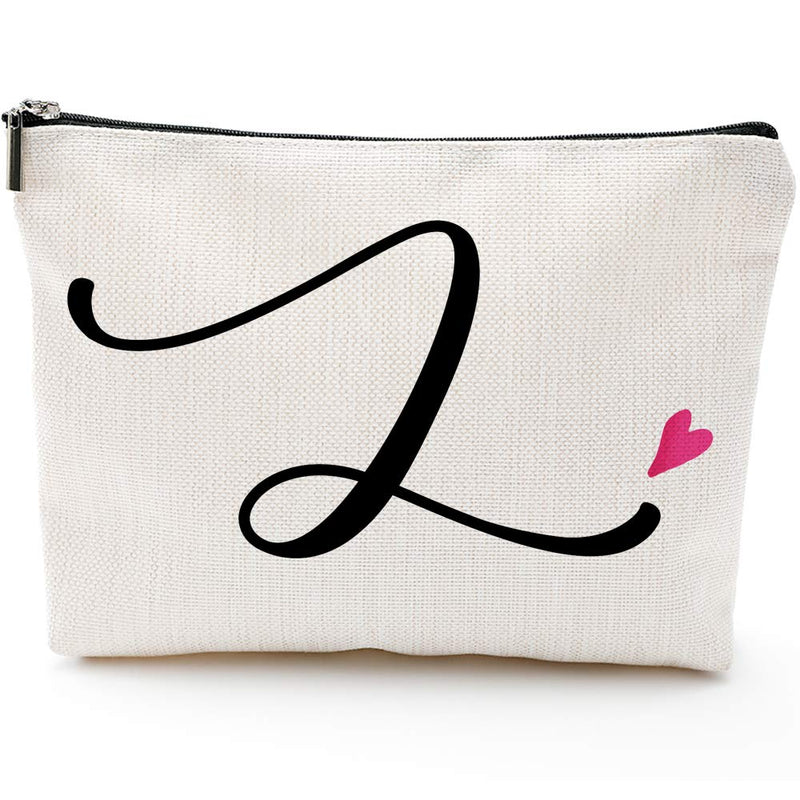 L Initial Monogram Personalized Travel Makeup Bag,Cosmetic Bag Pencil Pouch Gifts with Zipper Waterproof(Makeup bag-Letter L)