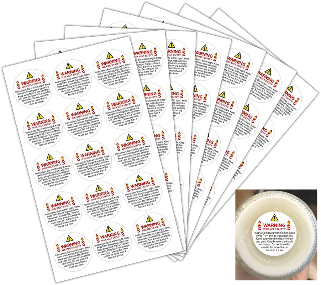 Candle Warning Stickers,Candle Safety Labels,1.18 inch Waterproof Candle Jar Container Labels 504 pcs