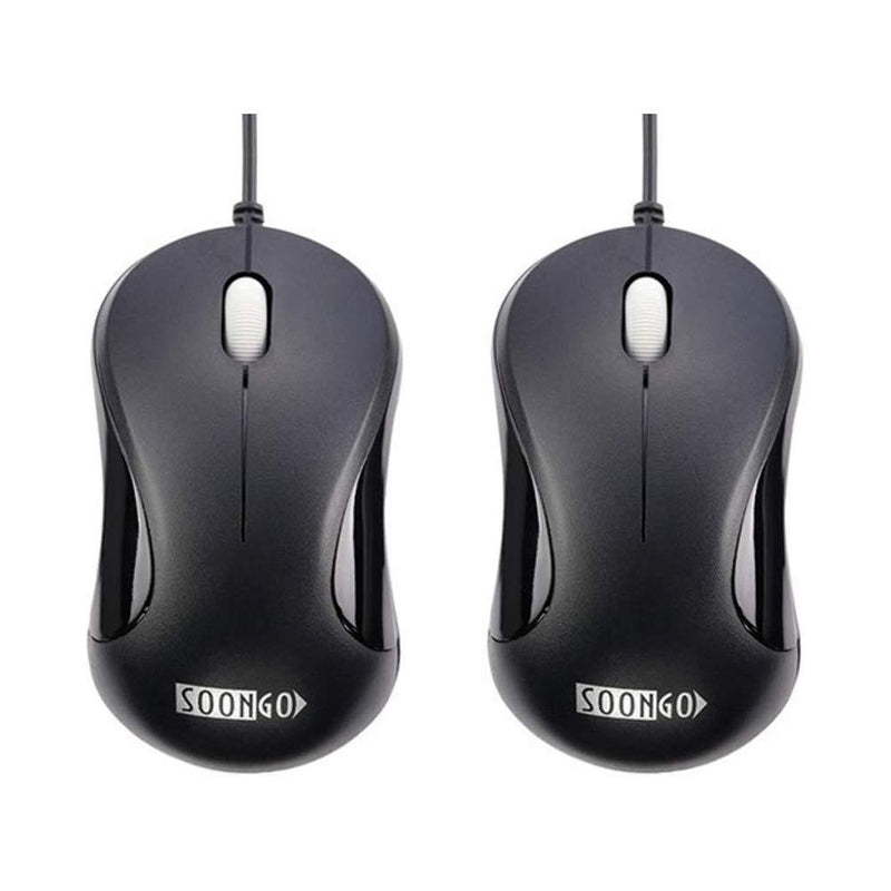 Computer Mouse 2 Pack Mini USB Mouse for Laptop Designed USB Optical Wired Mice for Office and Home use Compatible with Computer Laptop PC Desktop Windows 7/8/10/XP Vista and Mac Black Color by SOONGO BlackDouble