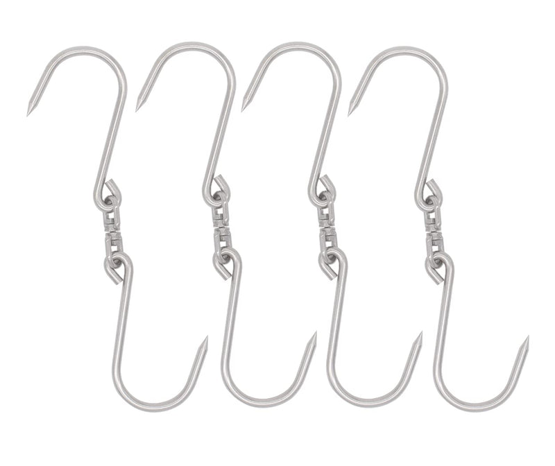 Alele 4pcs Swiveling Meat Hooks Heavy Duty Stainless Steel Processing Butcher Hooks Fish Hunting Carcass Hanging Hook Pack of 4 (10 inch 6mm Swiveling Meat Hook) 10 inch 6mm Swiveling Meat Hook