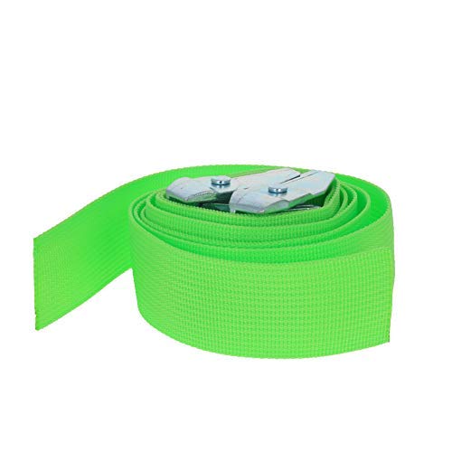 MroMax 1.5" Width x 2.62ft Length Lashing Straps Polypropylene Cam Buckle Lashing Straps 300Kg Load Cargo Tie Down Strap 38mm x 0.8m for Moving Cargo Green Tone 1Pc