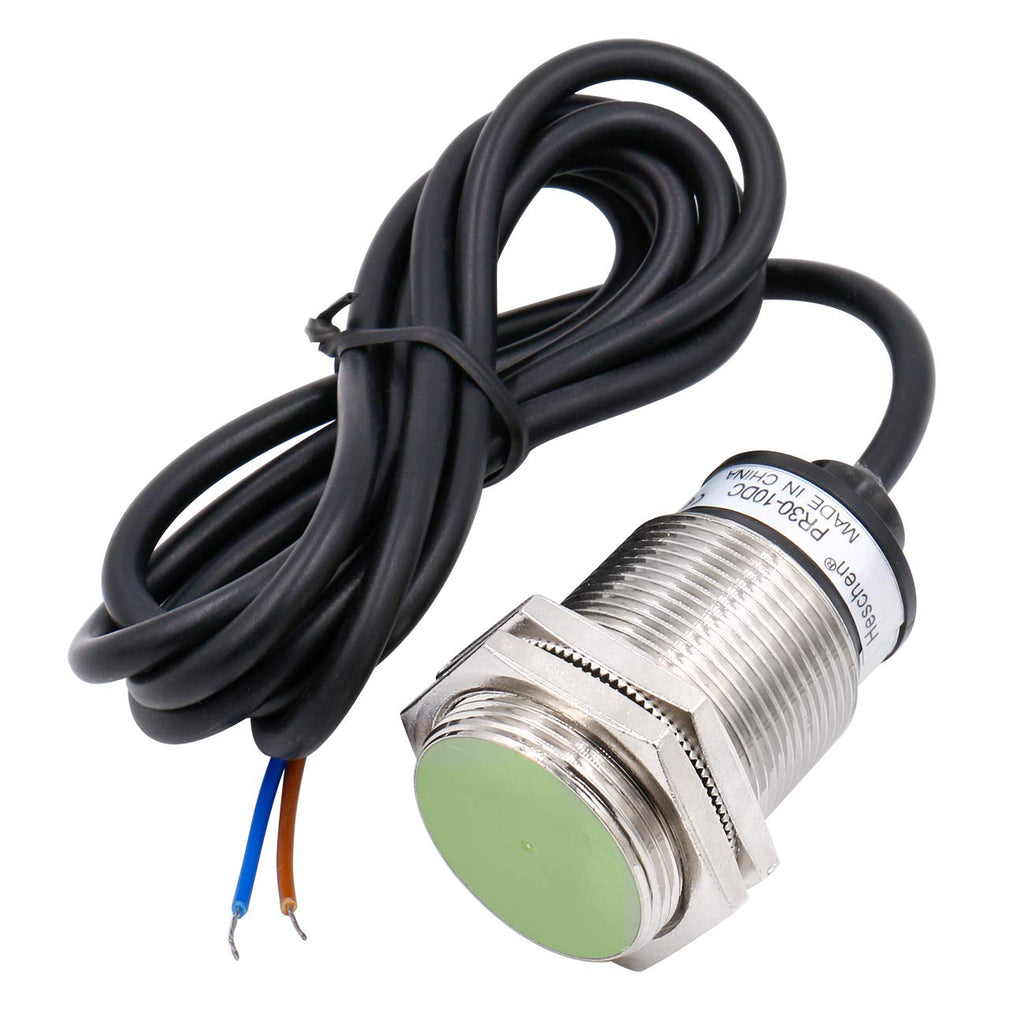 Heschen M30 Inductive Proximity Sensor Switch PR30-10DC Cylindrical Type Detector 10mm DC12-24V 2-Wire NC(Normally Closed) CE