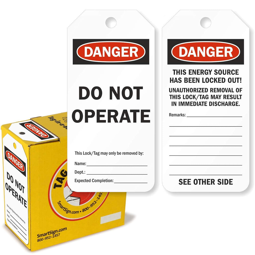 SmartSign “Danger - Do Not Operate” 2-Sided Safety Tag | 3" x 6.25" Plastic, 100 Tags/Box